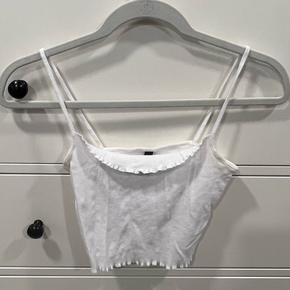 White Lettuce Trim Crop Top - Picture 5 of 7